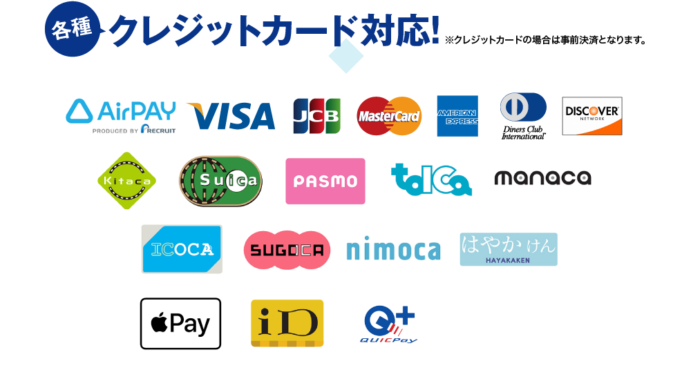 各種クレジットカード・ギフトカード対応!